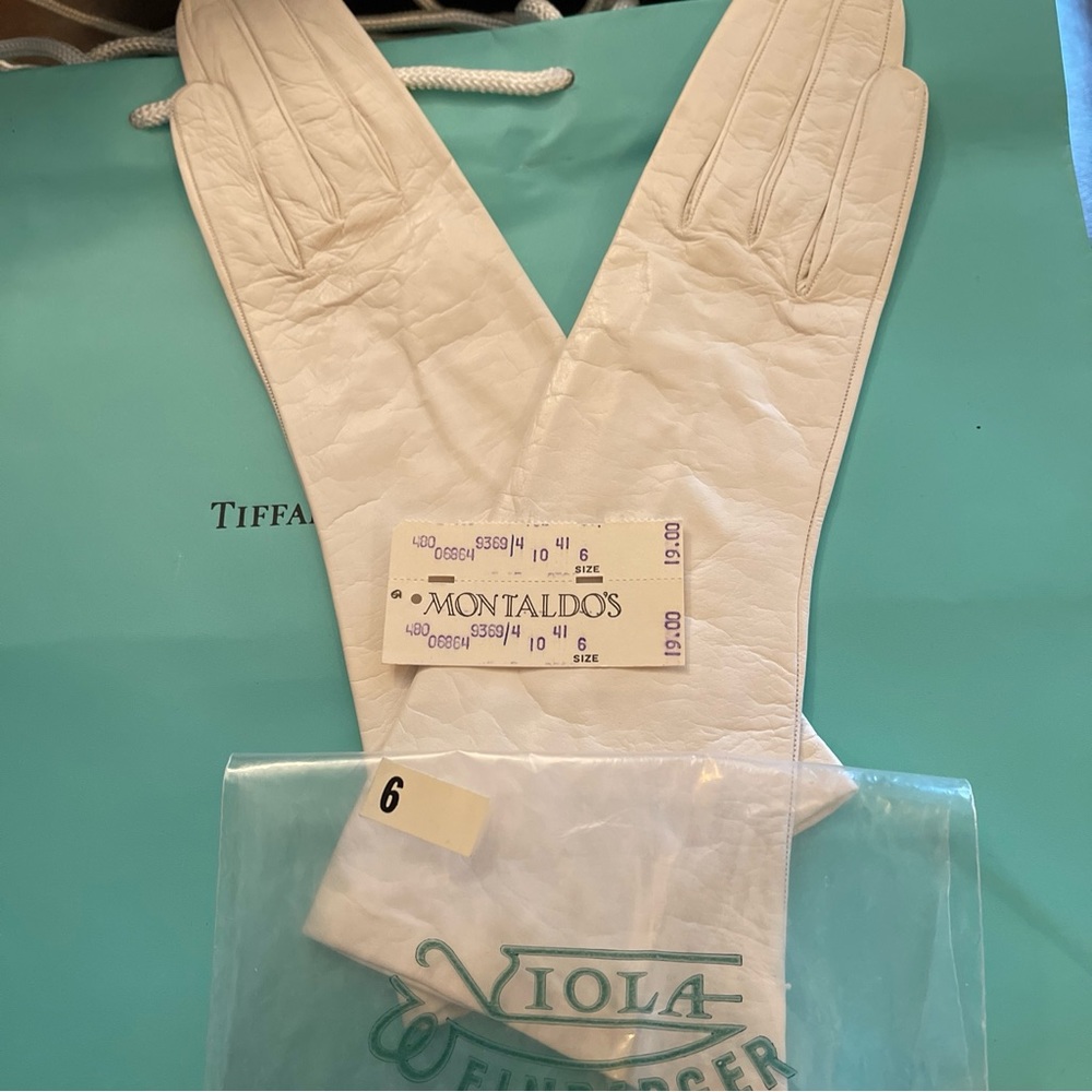 Viola WEINBERGER vintage off white leather gloves size 6 new old stock